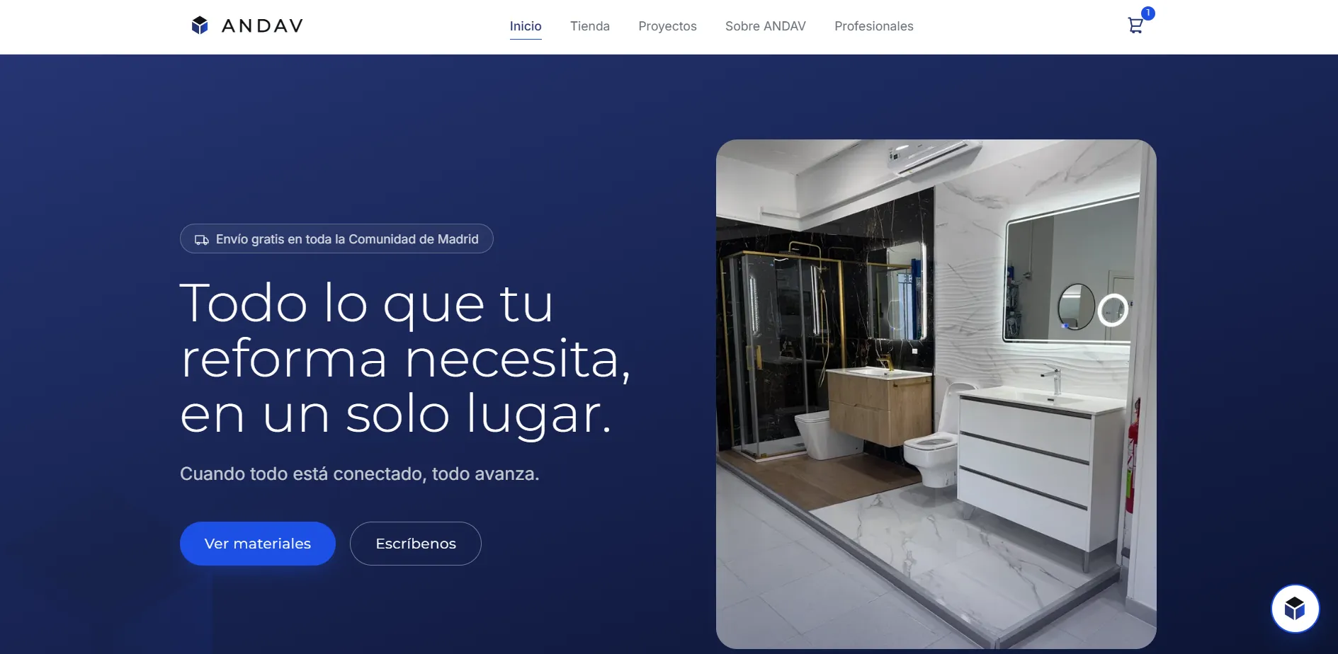 La portada de andav.es: «Todo lo que tu reforma necesita, en un solo lugar».