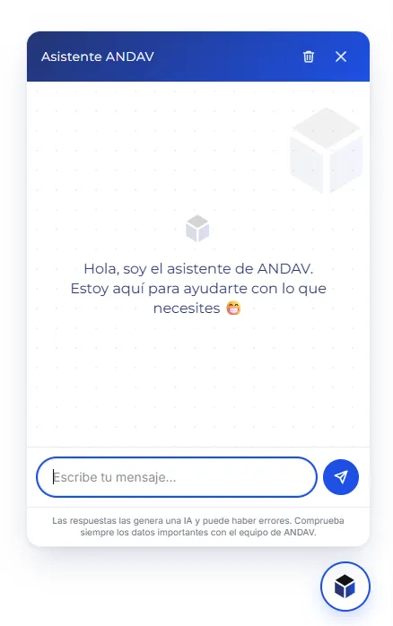 Asistente conversacional de Andav respondiendo a un cliente
