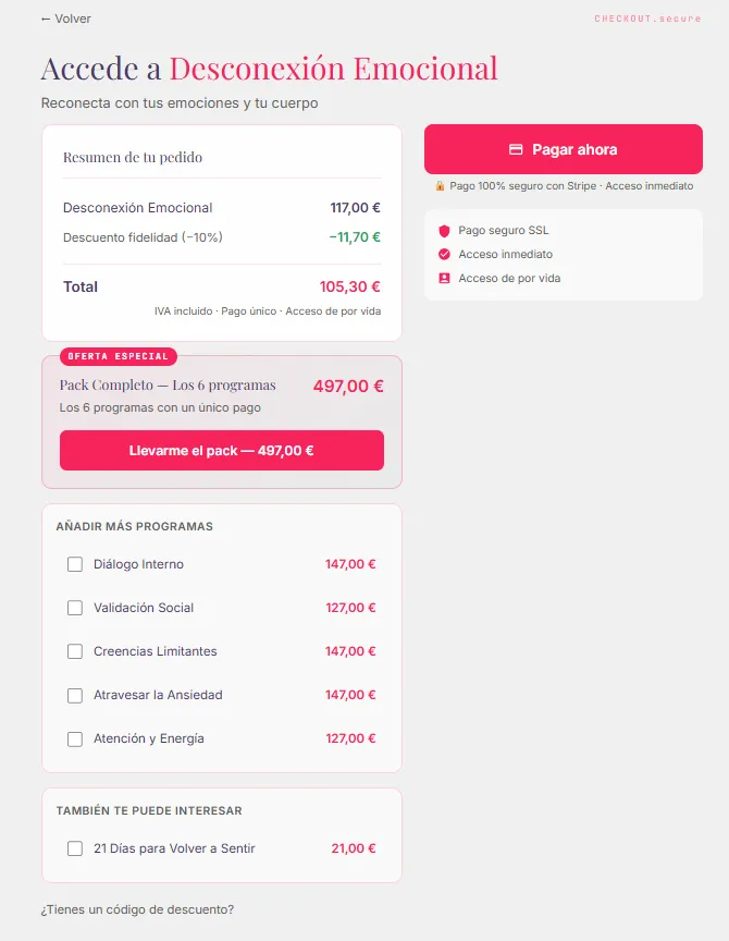 Checkout con descuentos y packs